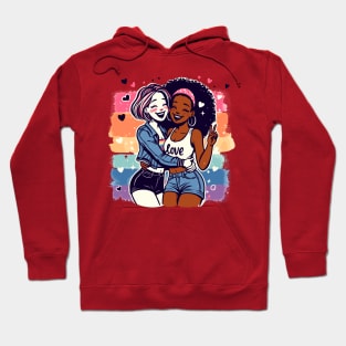 Cute Happy Lesbian Sapphic Whitey Melanin Rainbow Pride Hoodie